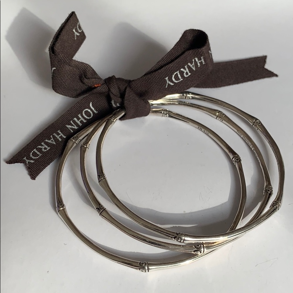 John Hardy Silver Bamboo Bangle set